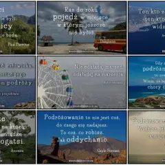 Wspomnienia cytaty do albumu ze zdjęciami: podróżnicy nie wiedzą gdzie będą, podróżuj, by widzieć więcej, podróże czynią bogatszym.