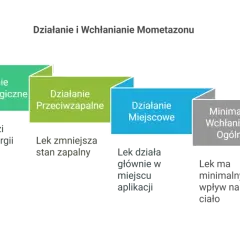 Schemat działania i wchłaniania Mometazonu: aplikacja, działanie przeciwalergiczne, przeciwzapalne, miejscowe, minimalne wchłanianie ogólne, technika aplikacji.