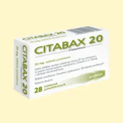 Opakowanie leku **Citabax** 20 mg, zawierające 28 tabletek powlekanych.
