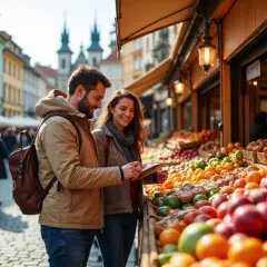 Para 3 dni w Pradze, para planuje zakupy na targu. Ile koron czeskich na 3 dni?