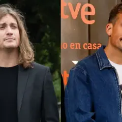 El grison antes y despues: un hombre con pelo largo y traje negro, y el mismo hombre con pelo corto, bigote y chaqueta vaquera.