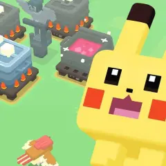 Pikachu i inne postacie z gry w stylu klocków, idealne dla fanów ciekawych gier na telefon.