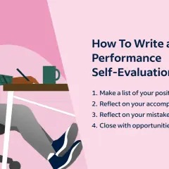 Man thoughtfully writing his performance self-evaluation, reflecting on accomplishments and growth opportunities.
