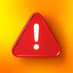 Rotes Warnschild mit Ausrufezeichen auf gelb-orangefarbenem Hintergrund. Achtung vor der Lichtblick Betrugsmasche!