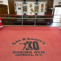 Gus D'Amato's Boxing Gym in Catskill, N.Y., where Mike Tyson trained. The red ring is ready for action.