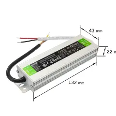 Zasilacz hermetyczny 12V do oświetlenia LED w domu, z oznaczeniami IP67 i mocą 60W.
