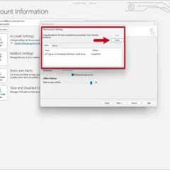 Configuration d'un compte de messagerie, type IBM Notes Mail, réussie dans Outlook. Le test de connexion est terminé.