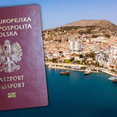 Polski paszport na tle albańskiego wybrzeża. Czy do Albanii potrzebny jest paszport? Tak, dla obywateli Polski jest on wymagany.
