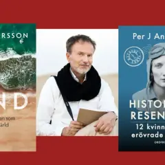 Per J Andersson, författare till böckerna "Sand" och "Historiska resenärer", med en bild på sig själv.
