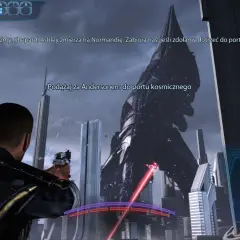 Shepard podąża za Andersonem do portu kosmicznego w Mass Effect 3. Ashley zmierza na Normandię.