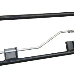 Schwarzer, robuster Schnellwechselrahmen mit Verriegelungsmechanismus und Feder.