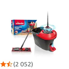 Mop Vileda Ultramax Turbo z wiadrem i akcesoriami.