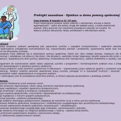 Jak wypełnić dziennik praktyk opiekuna medycznego: opis celów, uwag i zadań. Ilustracja przedstawia opiekuna przy pacjencie na wózku.