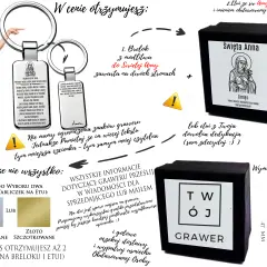 Brelok z modlitwą do św. Anny, patronki matek i rodzin, z możliwością graweru imienia. Idealny prezent.