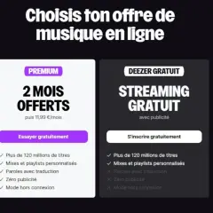 Comparaison des offres Deezer : Premium avec 2 mois offerts et Streaming Gratuit. La rémunération Deezer par écoute varie selon l'abonnement.