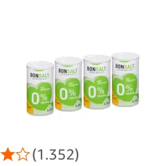 Cuatro latas de sal sin antiaglomerante BonSalt, sustituto de sal con 0% de sodio.