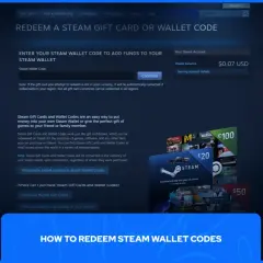 Miejsce, gdzie wpisać kod Steam, aby zasilić portfel. Widoczny formularz do wprowadzania kodu i przycisk "Kontynuuj".