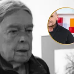 Portret starszego mężczyzny i wizerunek młodszego w okręgu. Jacek Gulczyński wiek jest widoczny na twarzach obu panów.