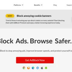 Zablokuj irytujące banery cookie i reklamy dzięki AdBlock. Ciesz się bezpieczniejszym przeglądaniem.
