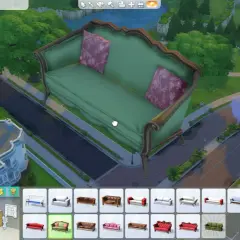 Jak powiększyć przedmioty w The Sims 4? W grze widzimy ogromną kanapę, która może być efektem powiększenia.
