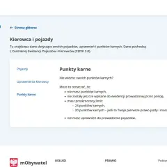 Gdzie sprawdzić punkty karne? Na stronie "Kierowca i pojazdy" w aplikacji mObywatel znajdziesz informacje o swoich punktach karnych z CEPIK.