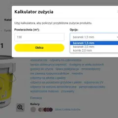 Kalkulator zużycia: podaj powierzchnię (m²) i wybierz opcję, by sprawdzić, ile materiału potrzebujesz.