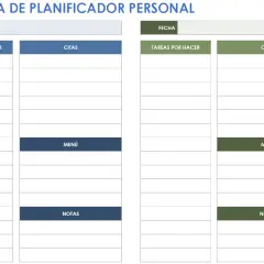 Dos plantillas para planificar tu día: una para tareas y citas, otra para menú y notas.