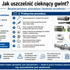 Porównanie taśmy teflonowej i pakuł lnianych do uszczelniania gwintów. Wybierz odpowiedni materiał i technikę, by uniknąć przecieków.