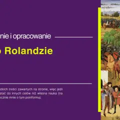 Ilustracja przedstawia scenę bitwy z "Pieśni o Rolandzie", epickiego poematu rycerskiego, gatunek literacki.