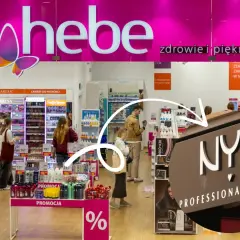 Sklep Hebe z promocjami, widoczne logo NYX Professional Makeup.