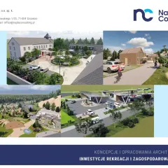 Wizualizacje osiedli domków, centrum rekreacyjnego i stacji ładowania pojazdów. Pfu, jakie to piękne!