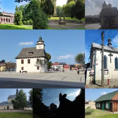 Urokliwe kadry z Pilicy: ratusz, kościół, park i domy tworzą malowniczy obraz tego miasta.