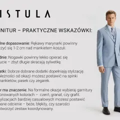 Mężczyzna w błękitnym garniturze Vistula. Porady dotyczące idealnego dopasowania, spodni, dodatków i koloru, które pomogą wybrać odpowiednie marki garniturów.