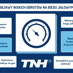 Objawy niskich obrotów na biegu jałowym: falowanie, gaśnięcie, opóźniona reakcja na gaz, wibracje, błędy diagnostyczne, niestabilna praca elektryki.