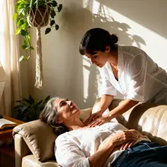 Une femme reçoit un massage de drainage lymphatique. Les effets secondaires sont rares, mais le bien-être est souvent ressenti.