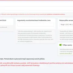 Instalacja serwera Minecraft z forge-1.20.2-48.1.0-installer.jar. Wybór środowiska Java 8.