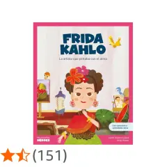 Ilustración de Frida Kahlo para niños, con su retrato y elementos de sus obras. Ideal para conocer las obras de Frida Kahlo para niños.