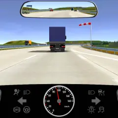 Ein roter und weißer seitenwind schild warnt vor starkem Seitenwind auf der Autobahn.