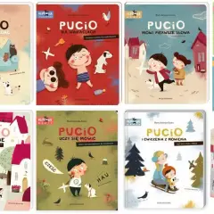 Książki i pluszak Pucio, idealne dla rocznego dziecka. Pucio uczy się mówić, opowiadać, a nawet gotować.