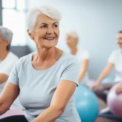 Aktywne seniorki ćwiczą z piłkami, dbając o kondycję i zapobiegając sarkopenii.