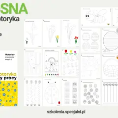 Wiosna grafomotoryka: ćwiczenia ruchowe dla przedszkolaków i klas 1-3. Karty pracy z motywami wiosennymi, zwierzętami i pisankami.
