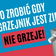 Co zrobić, gdy grzejnik jest zimny? Obrazek z pytaniem i zdjęciem grzejnika, sugerujący problem z ogrzewaniem.