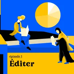 Deux personnes lisent un livre, une scène qui pourrait inspirer un podcast ou une lecture. L'épisode 1 s'intitule "Éditer".