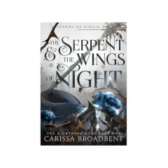 Okładka książki "The Serpent & The Wings of Night" z żmiją i mrocznymi, skrzydlatymi elementami.