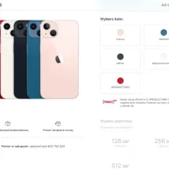 Pięć iPhone'ów 13 w różnych kolorach: czerwony, biały, granatowy, niebieski i różowy. Aparat iPhone 13 robi świetne zdjęcia.