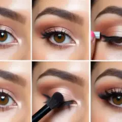 Étapes pour un maquillage des cils parfait : ombre à paupières, eye-liner, et application de faux cils pour un regard intense.