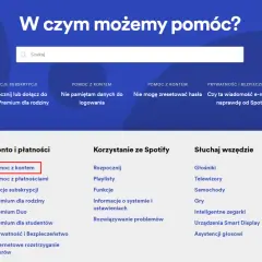 Szukasz informacji, jak usunąć konto na Spotify? Kliknij "Pomoc z kontem", aby znaleźć odpowiedzi.