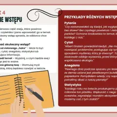 Krok 4: Pisanie wstępu. Jak napisać skuteczny wstęp? Zaczynaj od ciekawego "haka", np. pytania, cytatu, anegdoty. To jak wiersz o wakacjach, który ma zachęcić do dalszego czytania.