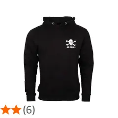 Czarna bluza z kapturem z białym symbolem Totenkopf i napisem ST.PAULI.