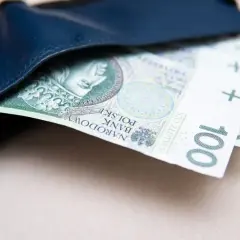 Portfel z banknotami 100 zł. Symbol niepełnosprawności 07-s nie jest widoczny.